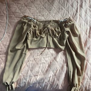 tan long sleeve blouse